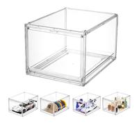 lomonmen Vitrinas para Colecciones,Caja de Exhibición de Acrílico Transparente con Cajón y Puerta para Colecciones,Figuras,Muñecas,Libros,Cosméticos,Zapatos y Bolsos.Apilables (transparente, 36*27*22)