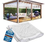 Lona con Ojales, Impermeable, Lona Transparente 350G/M², Lona de PVC Transparente con Ojales, Resistente a , Resistente al Invierno, Lona Anti-UV para Gazebo, Plantas, Muebles de Jardín, Camping
