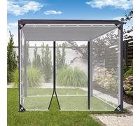 Lona impermeable con puerta con cremallera, plástico PVC de 0,35 mm, cubierta resistente para sol y lluvia, ideal para cenador y porche, dimensiones 2,6 x 2,1 m