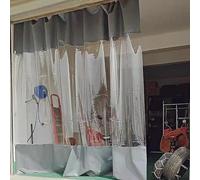 Lona impermeable de PVC transparente para exteriores, color gris, para cenador, patio, cochera, panel lateral resistente a la intemperie, con ojales, 1 x 2,5 m