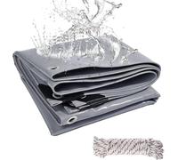 Lona Impermeable Exterior 3x4m, 440 g/m² Lona de Protección Toldo Reforzado PVC con Ojales, Duradera Resistente a Los Rayos UV Desgarros, Multiusos para Terrazas Muebles Jardín Piscina Coche Gris