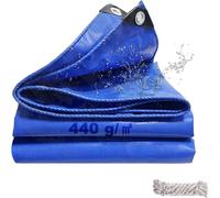 Lona Impermeable Exterior 3x5m, 440 g/m² Lona de Protección Toldo Reforzado PVC con Ojales, Duradera Resistente a Los Rayos UV Desgarros, Multiusos para Terrazas Muebles Jardín Piscina Coche Azul