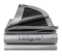 Lona Impermeable Exterior 3x6m, 180g/m² Lona de Protección Toldo Reforzado PE con Ojales, Duradera Resistente a Los Rayos UV Desgarros, Multiusos para Terrazas Muebles Jardín Piscina Coche Negro-Plata