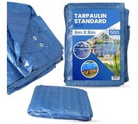 Lona Impermeable Exterior 6x8m PVC 50 g/m² Toldo de Protección Multiusos para Terrazas Muebles Jardín Piscina Coche Tarpaulina Industrial con Ojales Resistente al Agua