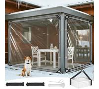 Lona Impermeable Transparente con Ojales 3x3m Lonas Impermeables Exterior PVC Tarp y Bordes Reforzados Duradera y Resistente al Desgarro para Porche Invernadero Balcón Porche Pergola