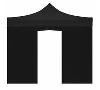 Lona lateral de 3 x 2 m, color negro, impermeable, con puerta enrollable para cenador plegable