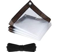 Lona protectora, transparente e impermeable, con ojales y cuerda, lavable, lona multifuncional, cuerda impermeable negra, para cubrir muebles de jardín, 2 m x 6 m