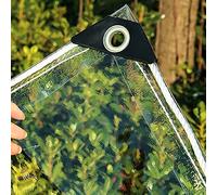 Lona transparente con ojales, resistente al agua, 500 g/m², cubierta de PVC para jardines y plantas al aire libre, 2 x 3,7 m con cuerda