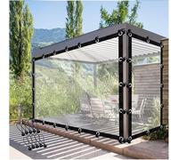 Lona transparente de PVC para cenador de jardín, pérgola, paneles laterales con ojales para patio, porche con cuerda, 400 x 350 cm de alto x 350 cm de largo