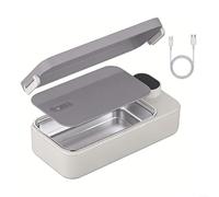 Lonchera térmica de 900 ml, 7200 mAh, calentador eléctrico de alimentos de acero inoxidable 304, contenedor aislado portátil con control inteligente de temperatura para oficina, escuela, viajes, gris