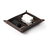 Londo Bandeja de Cuero Real Organizador Práctica Caja de Almacenamiento para Carteras, Relojes, Llaves, Monedas, Teléfonos Celulares y Equipos de Oficina, Unisex