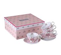 London Boutique Juego de 4 Tazas de té y platillo de Porcelana Estilo Shabby Chic, Vintage, Caja de Regalo