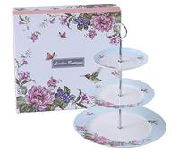 London Boutique Soporte para Tartas de 2 Niveles con diseño de Mariposas y pájaros en Caja de Regalo (Azul)