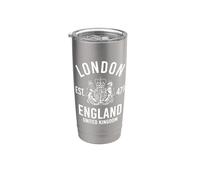 Londres Inglaterra Reino Unido Blanco Print Vaso térmico de acero inoxidable de doble pared