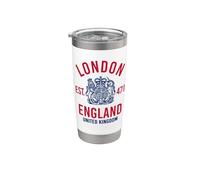 Londres Inglaterra Reino Unido Rojo y Azul Print Vaso térmico de acero inoxidable de doble pared