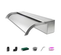 LONGRUNNEW Cuchillas de Cascada Piscina Acero Inoxidable, Caño Curvo Aliviadero con Accesorios, Fuente Exterior Ancho para Decoración de Estanque de Patio de Jardín (Longitud 60cm, Ancho 18cm)