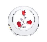 LONGWIN Figuritas de flores de tulipanes de cristal con un anillo circular exterior, ramo de primavera de cristal, figuras coleccionables, decoración del hogar, adornos de pisapapeles (rubí)