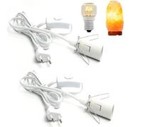LongZYU 2 Piezas Portalámparas E14 con interruptor y enchufe, 1.8m, Blanco