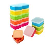 LoNinLoAn 15 recipientes pequeños para congelar, herméticos, 3 estilos, 5 colores, pequeñas latas con tapa de plástico para salsas, salsas y especias