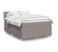 LoogCape Cama con somier, color topo, 140 x 190 cm, funda de tela con colchón de muelles ensacados, colchón, iluminación LED para dormitorio, mueble moderno