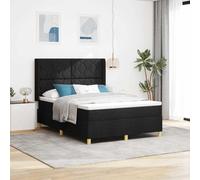 LoogCape Cama con somier con colchón, color negro, 140 x 190 cm, funda de tela, cabecero regulable en altura, mueble de dormitorio moderno para 2 personas