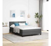 LoogCape Cama con somier con colchón, gris oscuro, 140 x 190 cm, funda de tela, cabecero ajustable, marco de madera para dormitorio, diseño moderno, mueble duradero