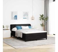 LoogCape Cama con somier de 140 x 190 cm, color negro, funda de terciopelo, diseño moderno, cabecero ajustable, incluye colchón y topper, mueble de dormitorio duradero para 2 personas