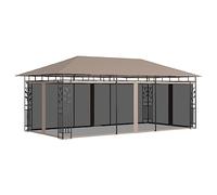LoogCape Carpa de jardín con mosquitera, 6 x 3 x 2,73 m, color topo, 180 g/m², marco de acero, protección solar, toldo plegable, para jardín, terraza, fiesta