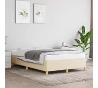 LoogCape Estructura de cama sin colchón, color crema, 120 x 190 cm, marco de madera, para cama doble, individual, juvenil, cama de almacenamiento, con estructura de madera estable y funda de tela