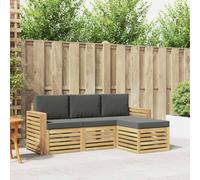 LoogCape Juego de 4 sofás de exterior de madera de acacia maciza, diseño resistente a la intemperie, para jardín, terraza, balcón, comedor con cojín y respaldo, duradero