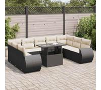 LoogCape Juego de muebles de jardín de 10 piezas con grupo de asientos, salón comedor, balcón, terraza, de polirratán, metal, resistente a la intemperie, plegable, plegable, cojín para sofá o banco