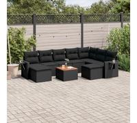 LoogCape Juego de muebles de jardín de 10 piezas con grupo de asientos, salón comedor, balcón, terraza, de polirratán, metal, resistente a la intemperie, plegable y extensible para exteriores relax y
