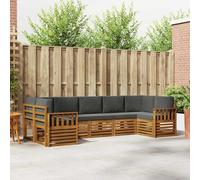 LoogCape Juego de sofá esquinero con 7 cojines color antracita natural muebles de jardín modular madera de acacia resistente a la intemperie moderno grupo de asientos para terraza, balcón y jardín