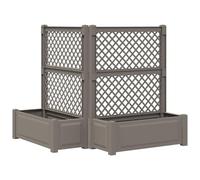 LoogCape Macetero grande con enrejado, 2 unidades, color gris, 143 x 143 x 133,5 cm, resistente a la intemperie, resistente a los rayos UV, para jardín, terraza y exterior, fácil montaje, ideal para