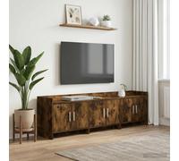 LoogCape Mueble para TV de madera de roble ahumado, 168 x 33 x 47 cm, con mucho espacio de almacenamiento, seis puertas, tiradores de metal, ahorro de espacio para salón, dormitorio y rincón de juegos