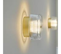 LOOM DESIGN Aplique de pared LED Glow dorada/transparente Ø 16 cm Acrílico