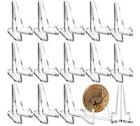 Loopunk Expositor de monedas, 15 piezas, caballete acrílico soporte mini pantalla transparente para monedas, soporte caballete para visualización de monedas relojes de bolsillo Cápsulas medallas
