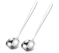 LOORGVEL 2 piezas Cazo de Sopa de Acero Inoxidable Cucharón Grande con Mango Ergonómico Utensilio de Cocina Resistente al Óxido para Hogar Restaurante y Hotel