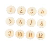 LOORGVEL Tarjetas Mensuales Beige 12 Piezas Diseño Creativo y Adorable de Madera y Conmemorar Crecimiento para Bebés para Fotografía en Baby Shower