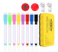 LOPUNER 1juego Kit de Accesorios Magnéticos para Pizarra con Rotuladores de Colores Imanes Ganchos y Borrador para Organización Oficina y Escuela
