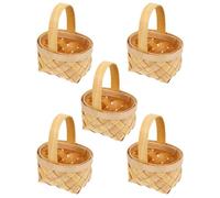 LOPUNER 5 Cestas Tejidas de Madera Beige Resistentes para Dulces y Regalos, Mini Cesta para Decoración en Sala de Estudio o Sala de Estar