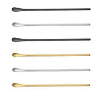 LOPUNER 6 Cucharas Mezcladoras de Acero Inoxidable Mango Cómodo y Diseño Sola Pieza, Ideales para Mezclar Miel, Café y Cócteles en Casa Reutilizable