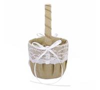 LOPUNER Cestas de Flores Incluye Almohadón para Portar Anillos Juego de 6 de Arpillera y Yute Encaje para Boda Rústica en Ceremonia de Bodas