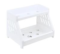 LOPUNER Estante Organizador de Baño de Plástico Blanco 2 Capas, Diseño Clásico y Práctico, Ahorro de Espacio y Acabado Liso para Cosméticos y Artículos Varios
