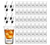 LOPYXBR 48 vasos de chupito de 30 ml con 8 boquillas, juego de vasos de chupito transparentes con base Heave para tequila, vodka, licor, fiesta, bar, catering y eventos