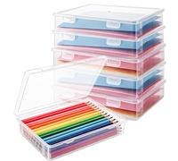LOPYXBR Pack de 6 cajas de almacenamiento portátiles A5, cajas transparentes para documentos de plástico, cajas plastico a5 para documentos, cartas, álbumes de recortes, archivos de oficina