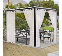 LORDTEX - Cortinas Transparentes Impermeables de Tela de Yute para terraza, Porche, cabaña, pérgola y cenador, 132 x 274 cm, Color Marfil