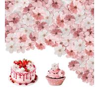 Lores de Papel de Oblea para Tartas,75 Piezas Decoraciones de Pastel de Fiesta de Flores,Decoración de Cupcakes de Boda,Sakura Flores para Tartas,para Cumpleaños,Bodas,Fiestas,Cupcakes