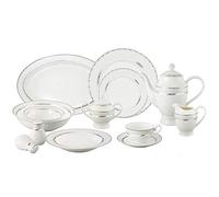 Lorren Home Trends La Luna - Vajilla de porcelana (57 piezas, diseño en relieve, para 8 personas)