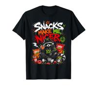 Los bocadillos me Hacen más Agradable Mapache Salvaje Comida rápida Snack Lover Camiseta gráfica económica